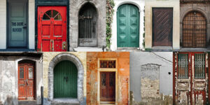 A variety of different doors collaged together